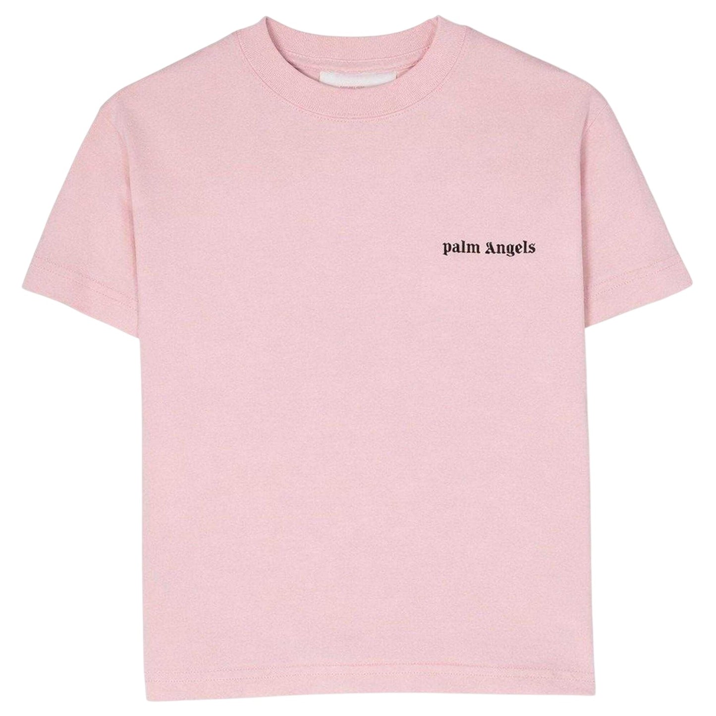 Rose Pink-Black - Front - Palm Angels Childrens-Kids Side Logo Cotton T-Shirt
