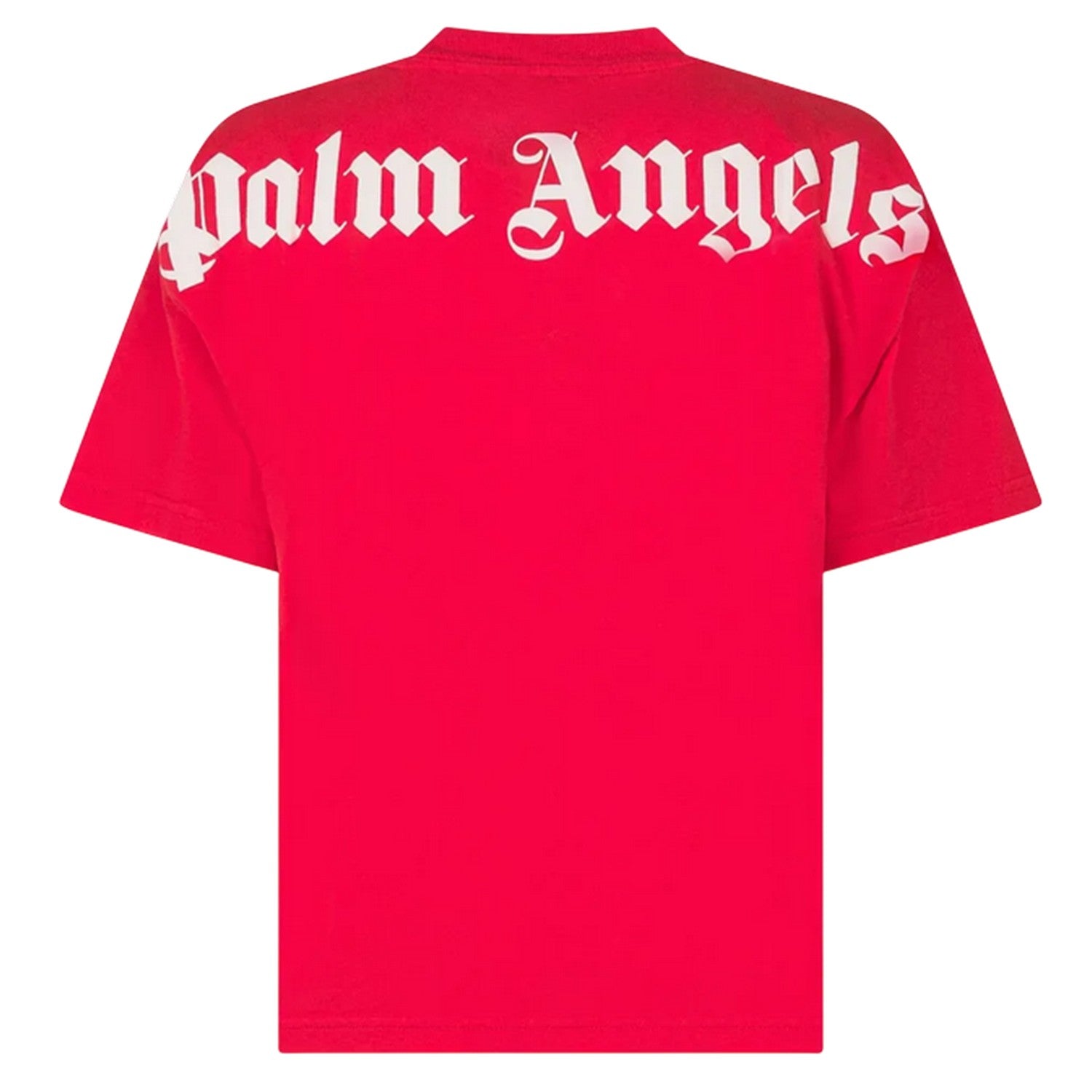 Red-Off White - Back - Palm Angels Childrens-Kids Plain Cotton Short-Sleeved T-Shirt