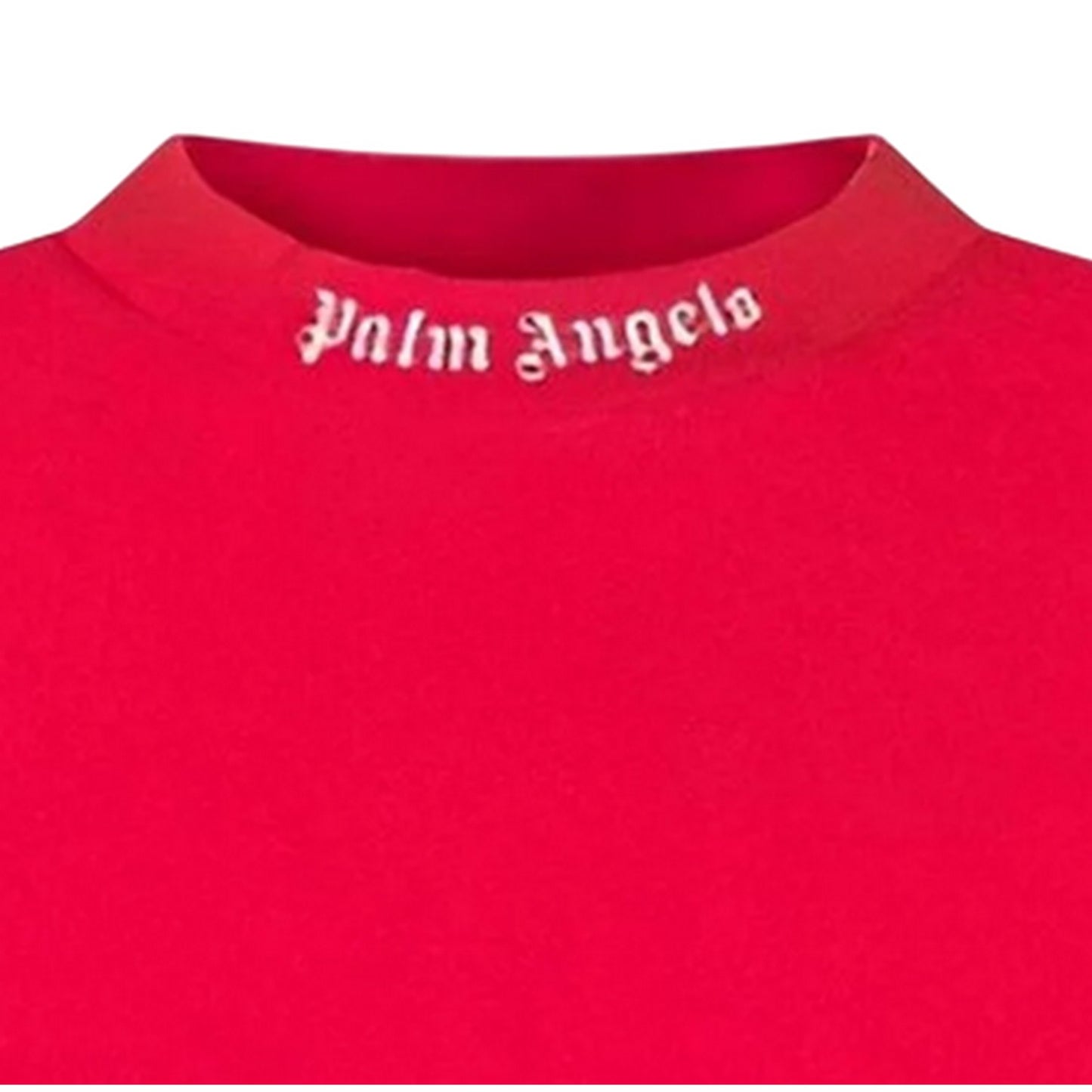 Red-Off White - Side - Palm Angels Childrens-Kids Plain Cotton Short-Sleeved T-Shirt