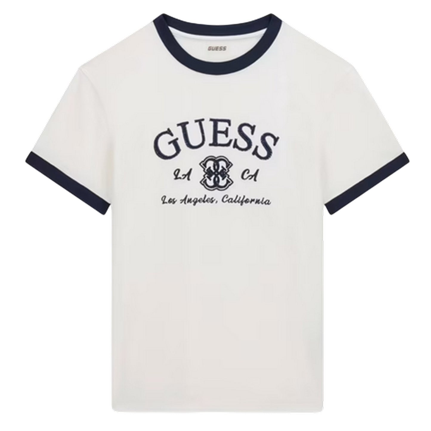 Dove - Front - Guess Womens-Ladies Hoshi Embroidered Logo Crew Neck T-Shirt
