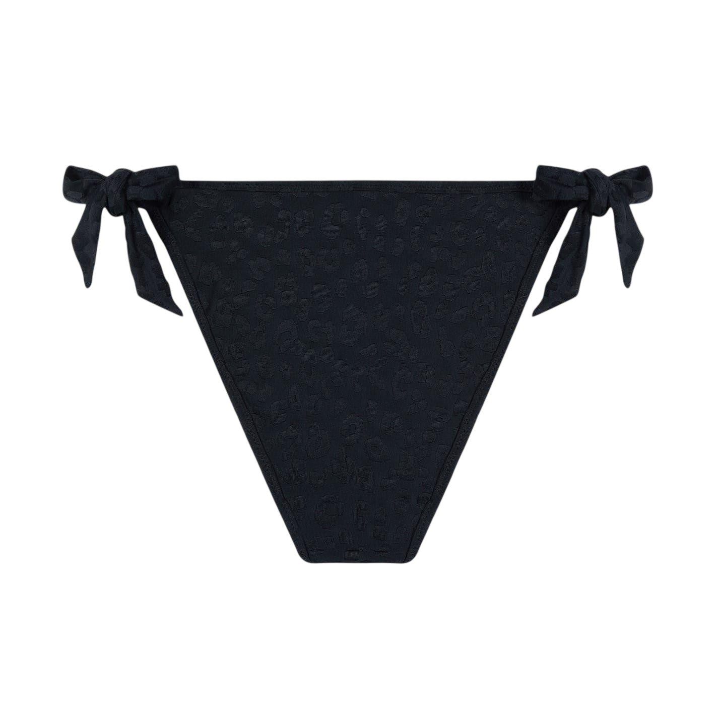 Black - Back - Chelsea Peers Womens-Ladies Leopard Print Side Tie Bikini Bottoms