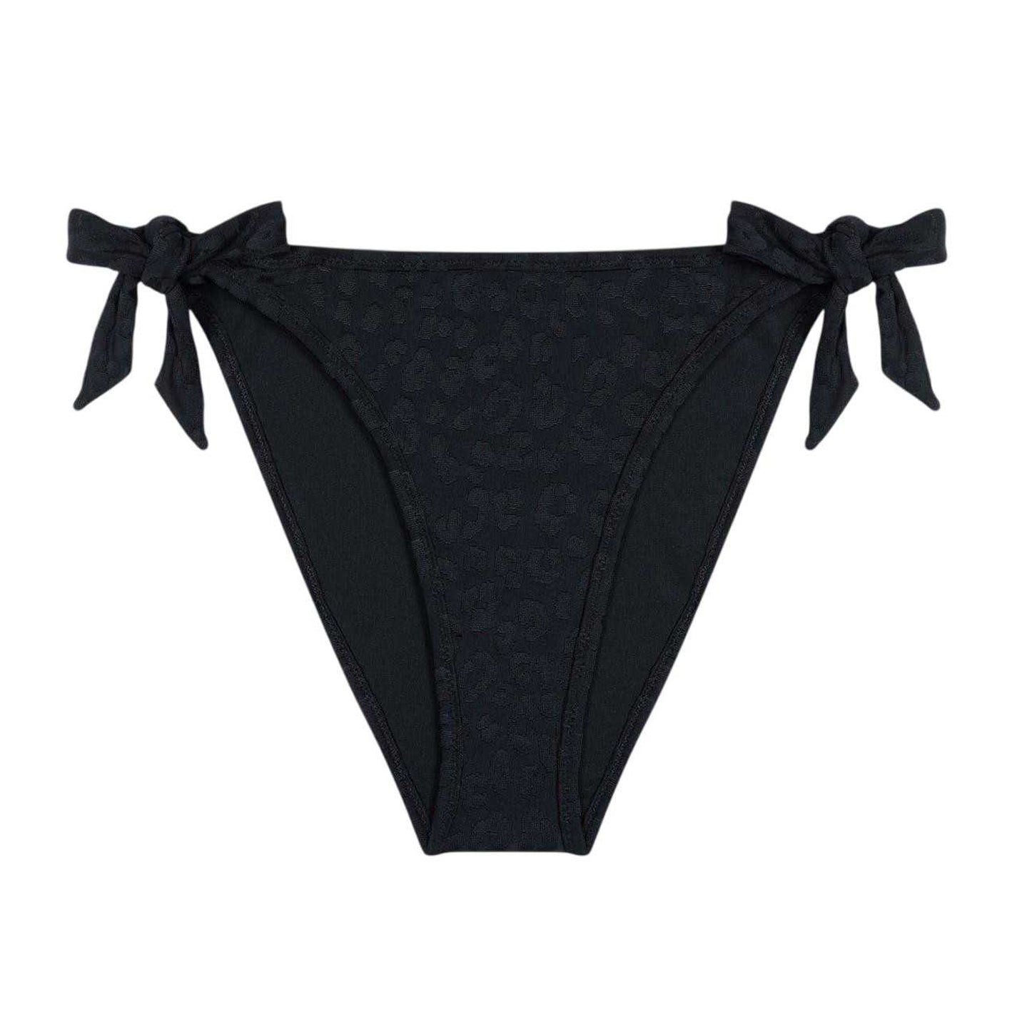 Black - Front - Chelsea Peers Womens-Ladies Leopard Print Side Tie Bikini Bottoms