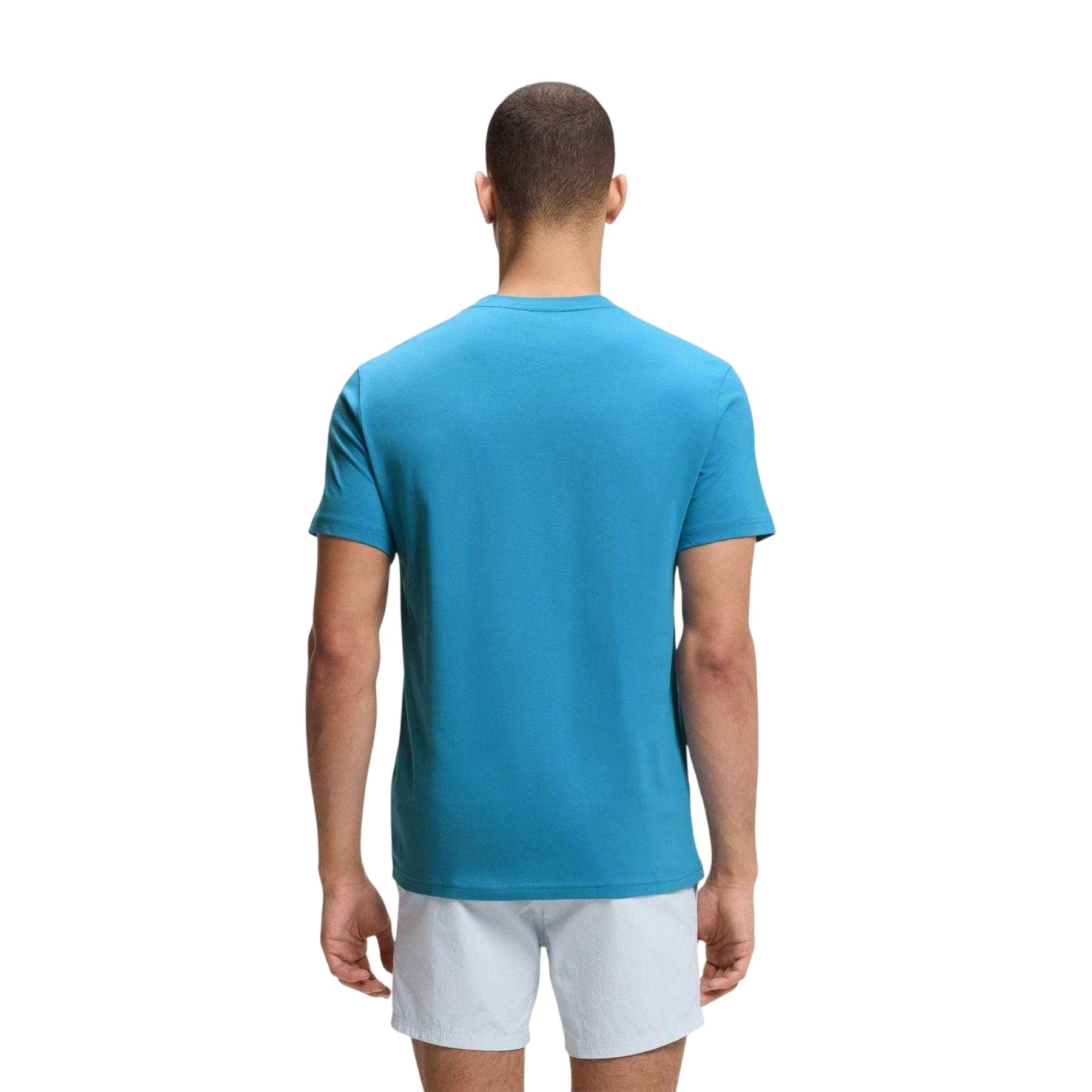 Turquoise-Aqua - Back - Boss Mens Logo Cotton T-Shirt
