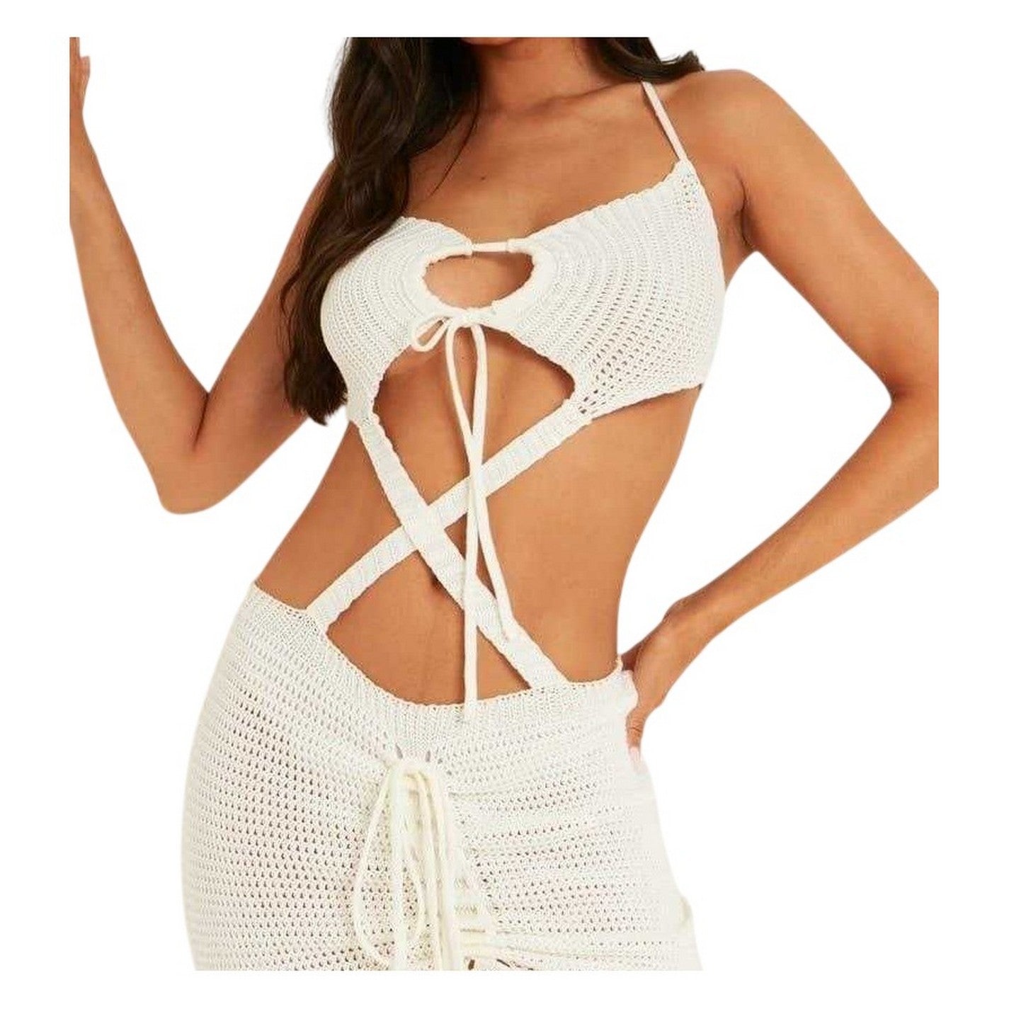 White - Back - Missy Empire Womens-Ladies Halter Neck Mini Dress