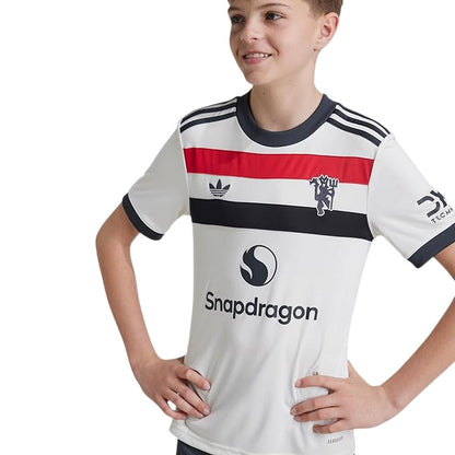 White - Side - Adidas Childrens-Kids 2024-2025 Manchester United FC Football Jersey