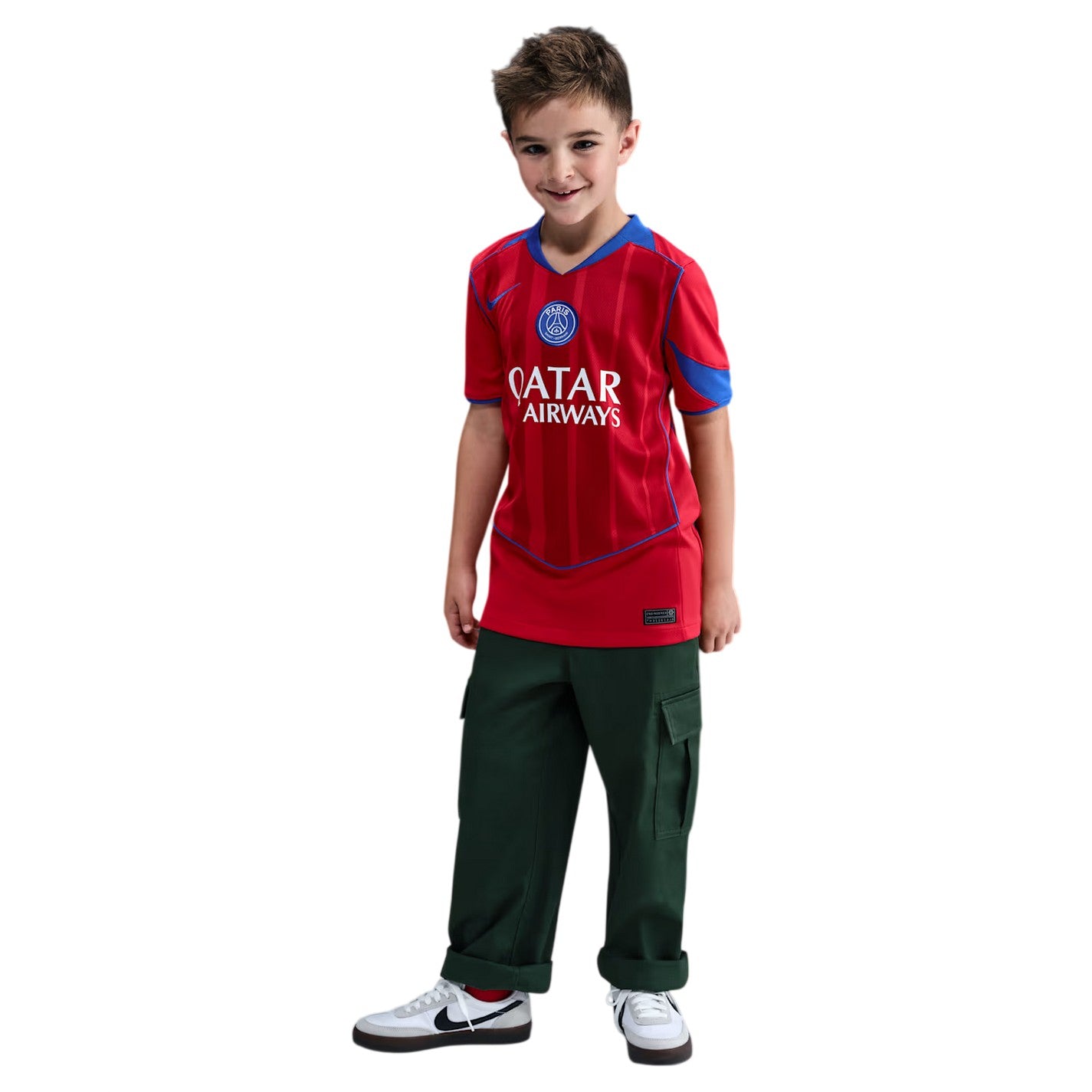 Red - Side - Nike Childrens-Kids Third Paris Saint Germain FC Football Shirt