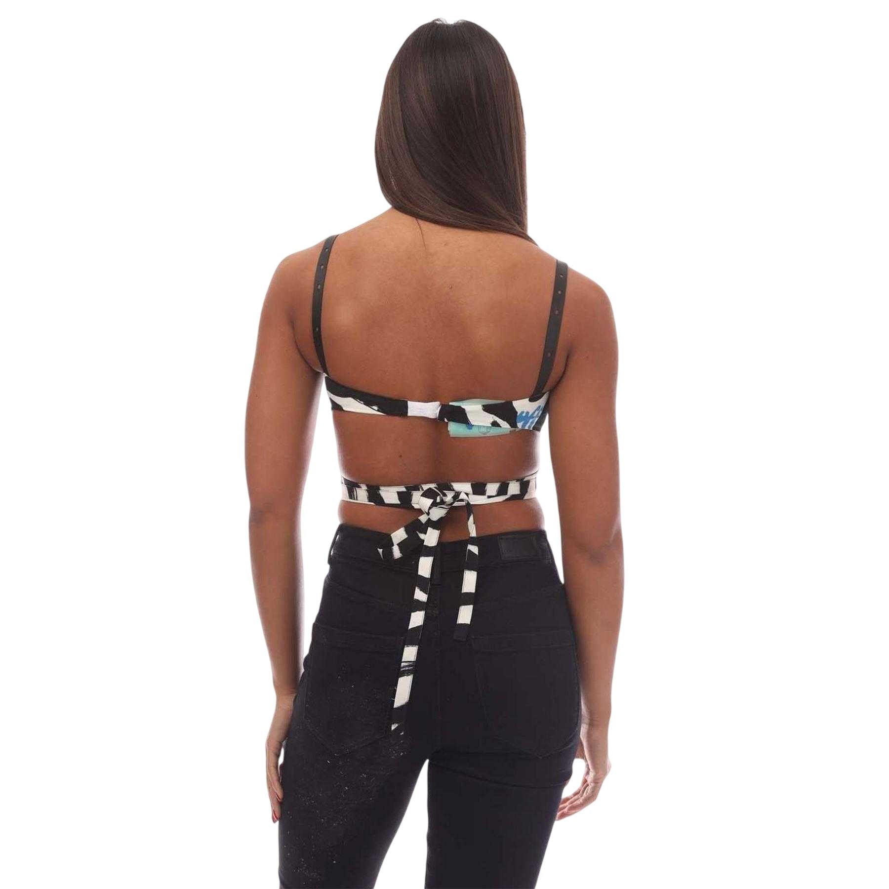 White-Black - Back - Off White Womens-Ladies Zebra Print Bralette