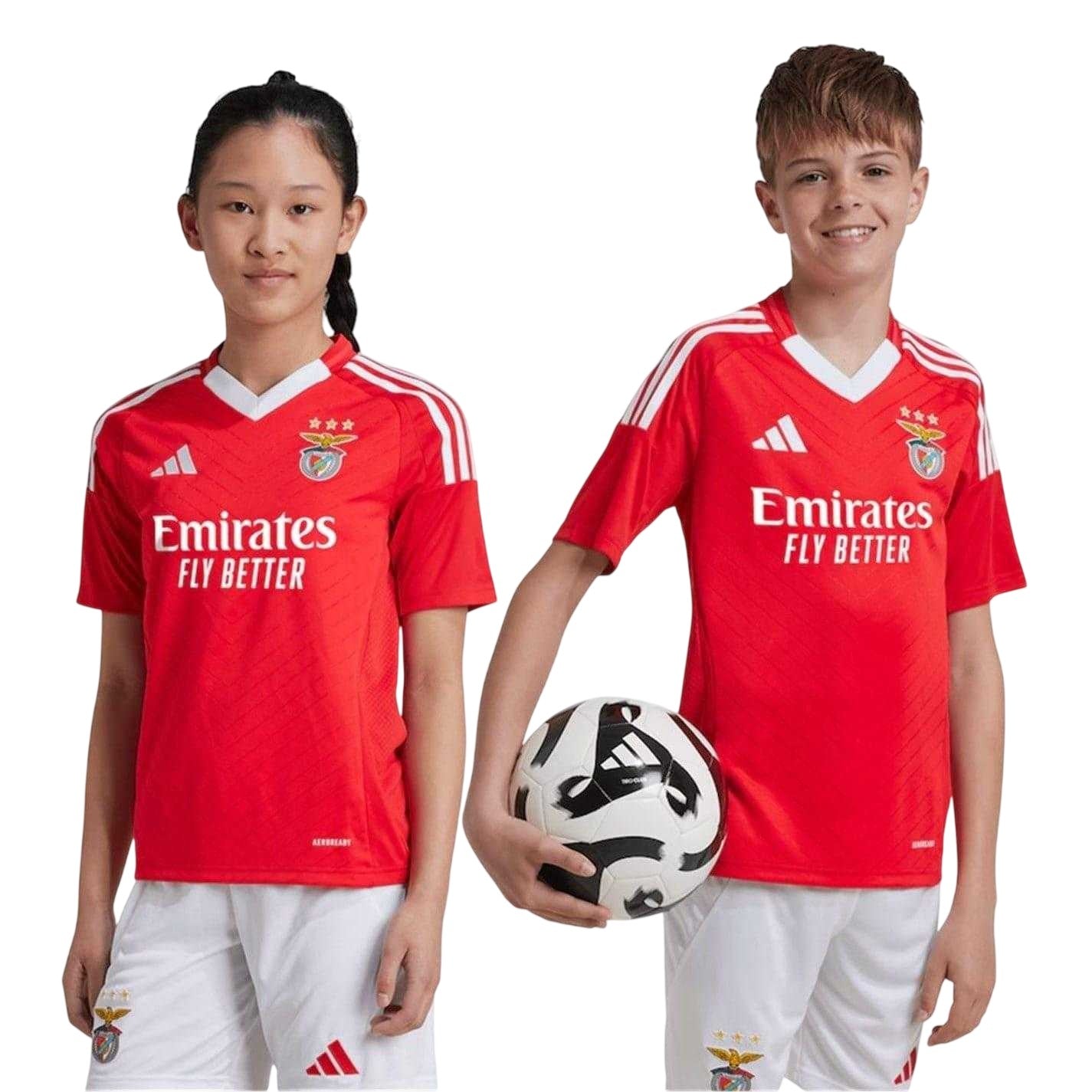 Red - Side - Adidas Childrens-Kids 2024-2025 SL Benfica Football Shirt