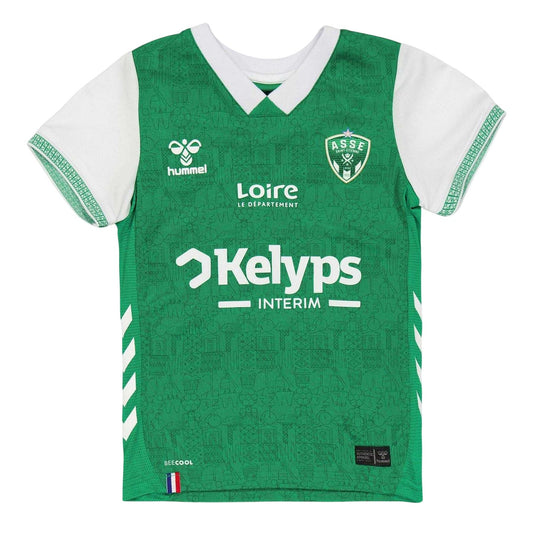 Green - Front - Hummel Childrens-Kids 2025-2026 AS Saint-Étienne Home Jersey