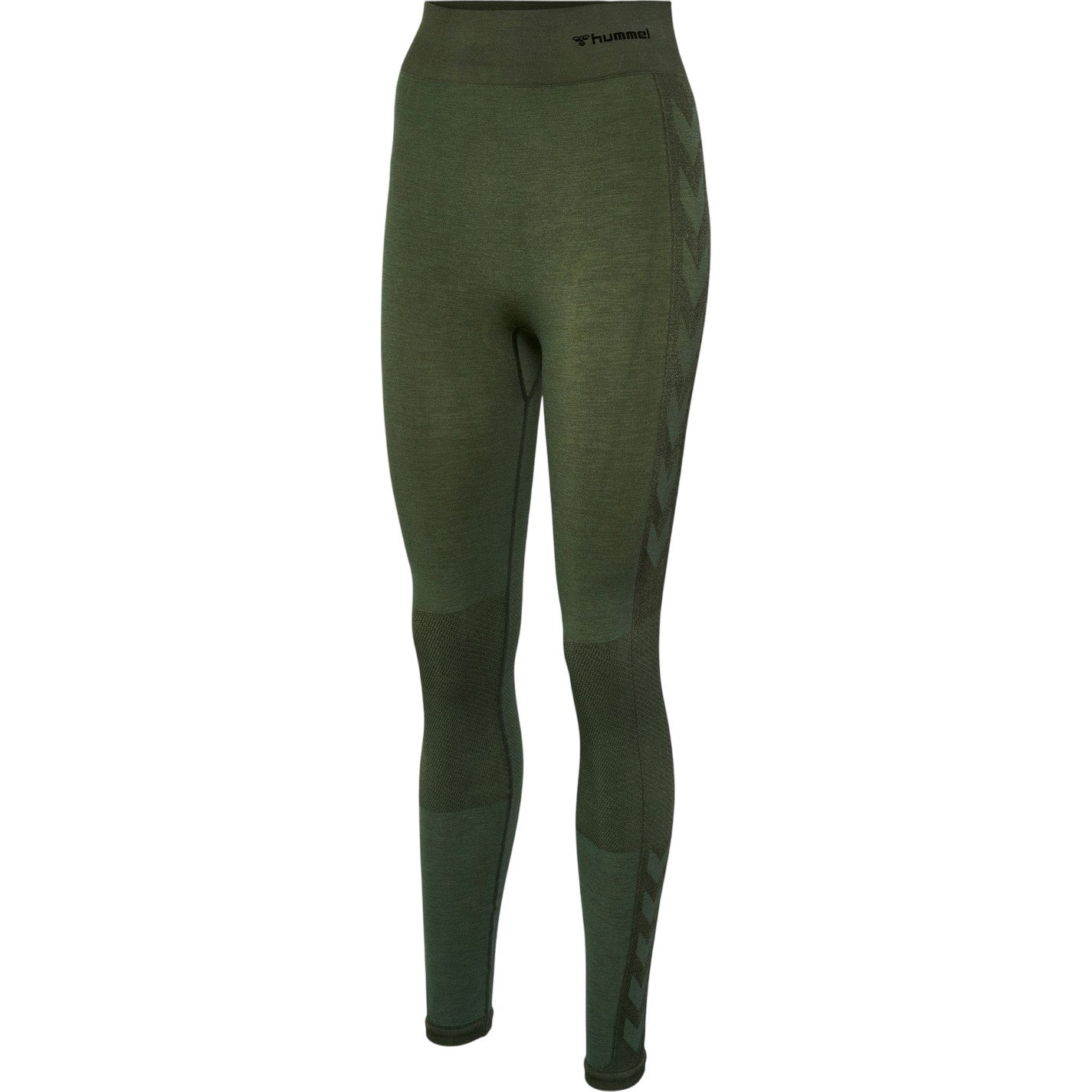 Green - Side - Hummel Womens-Ladies Seamless High Rise Leggings