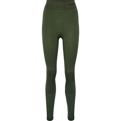 Green - Front - Hummel Womens-Ladies Seamless High Rise Leggings