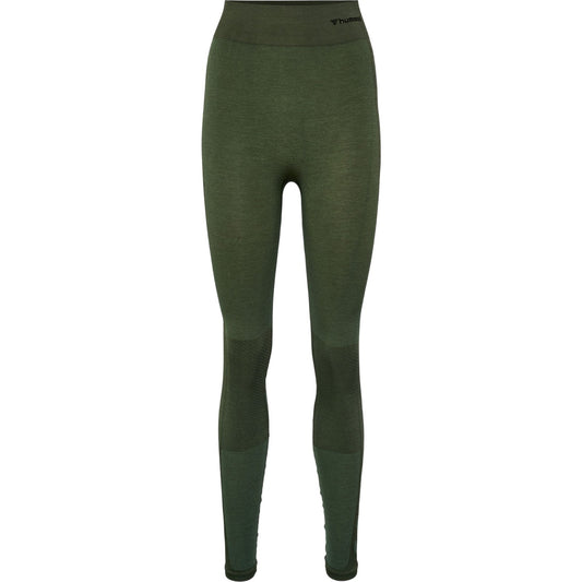 Green - Front - Hummel Womens-Ladies Seamless High Rise Leggings