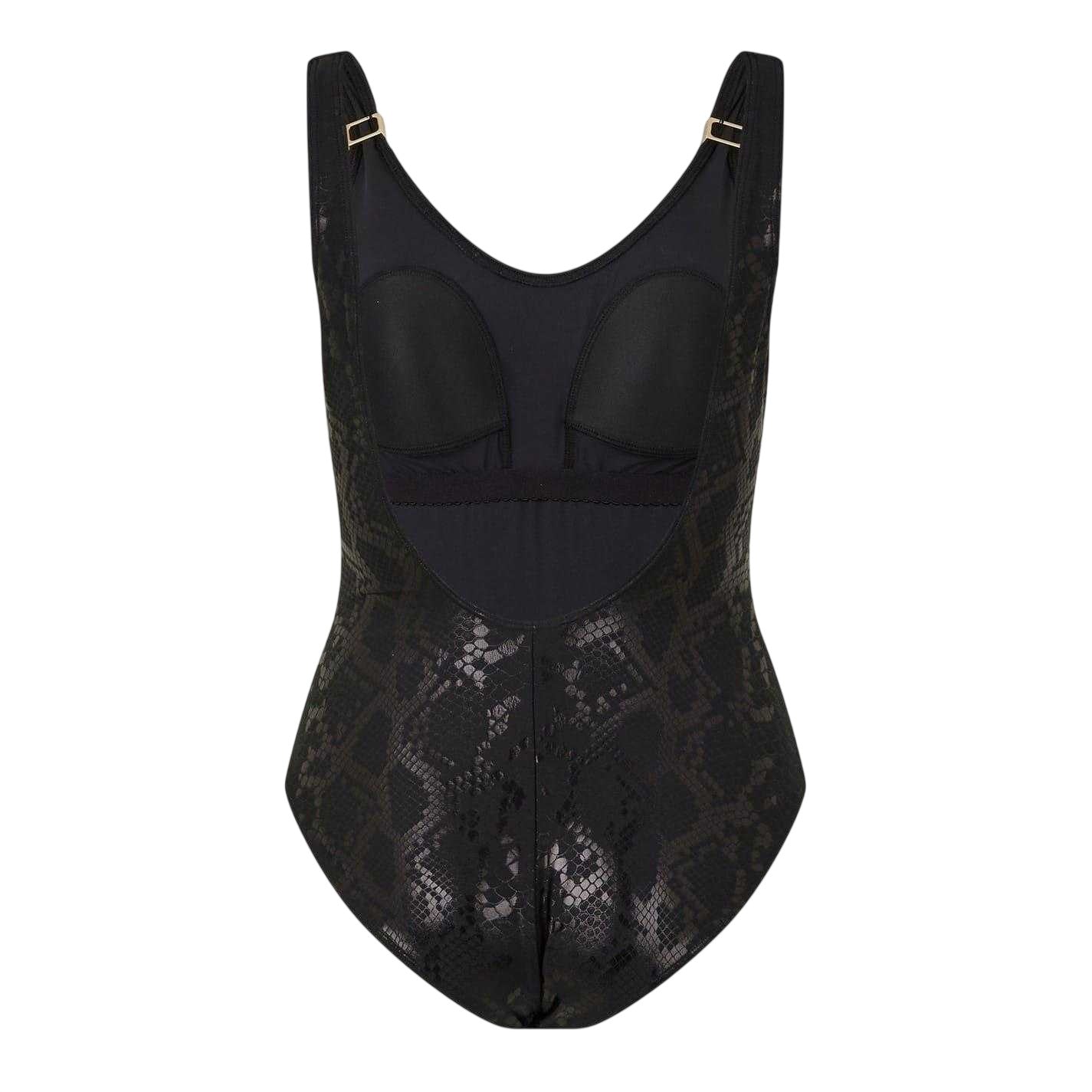 Black - Back - Biba Womens-Ladies Carmen Snake Print Textured One Piece Swimsuit