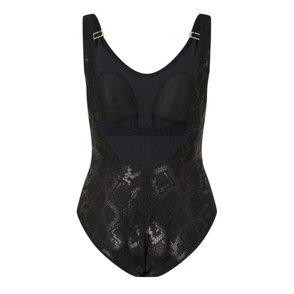 Black - Back - Biba Womens-Ladies Carmen Snake Print Textured One Piece Swimsuit