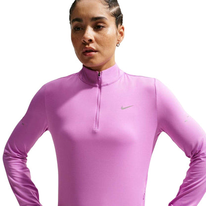 Magenta - Side - Nike Womens-Ladies Swift Quarter Zip Running Top