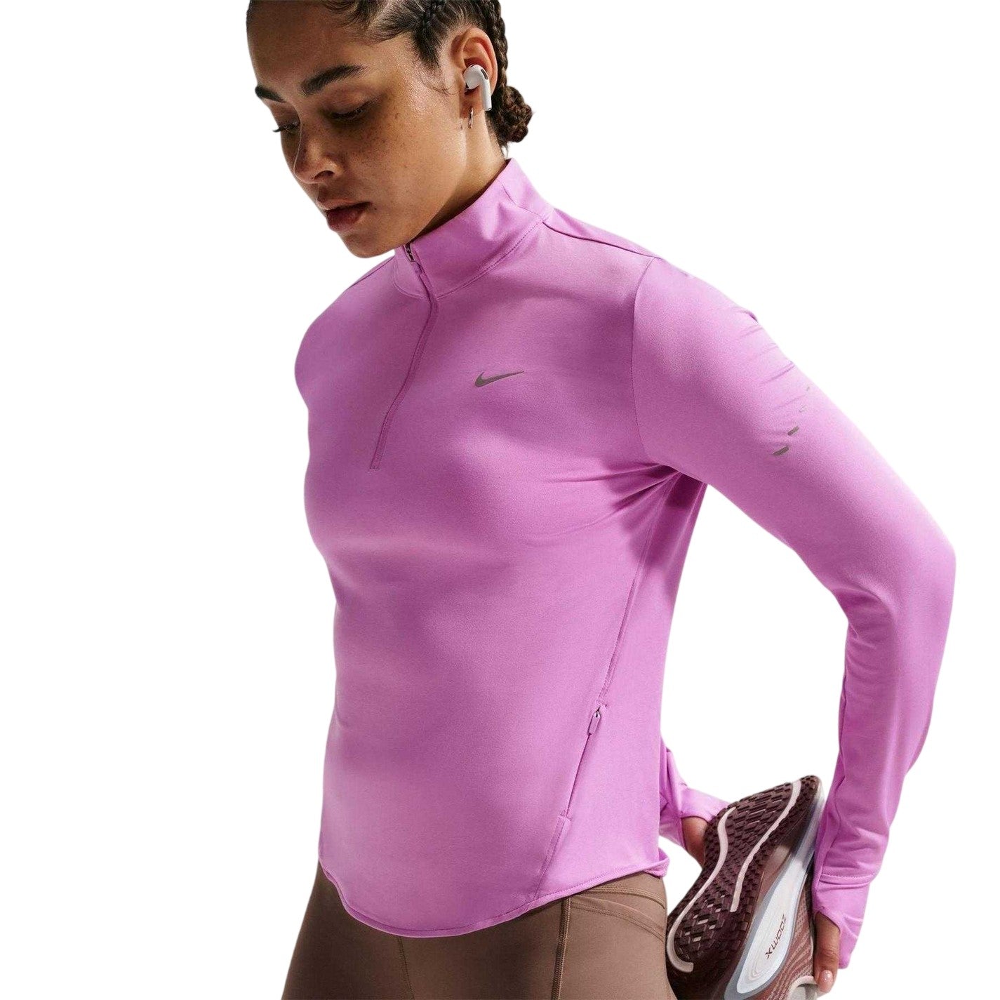 Magenta - Pack Shot - Nike Womens-Ladies Swift Quarter Zip Running Top