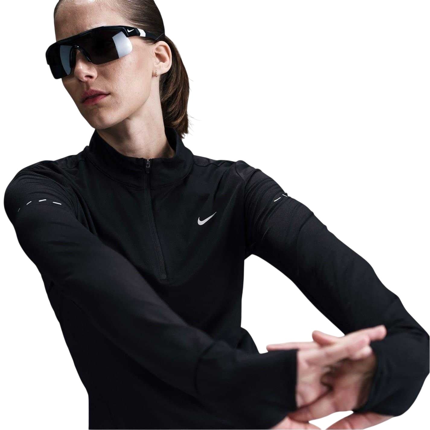 Black - Pack Shot - Nike Womens-Ladies Swift Quarter Zip Running Top
