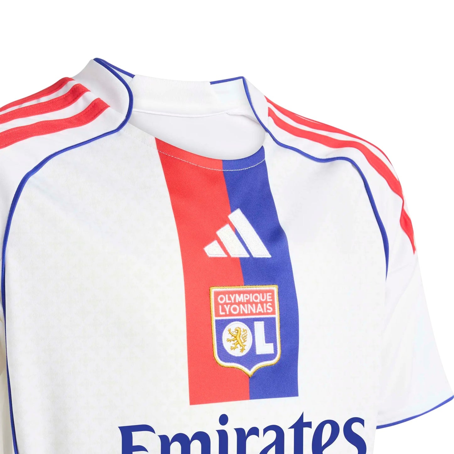 White - Side - Adidas Childrens-Kids 2025-2026 Olympique Lyonnais Football Home Jersey