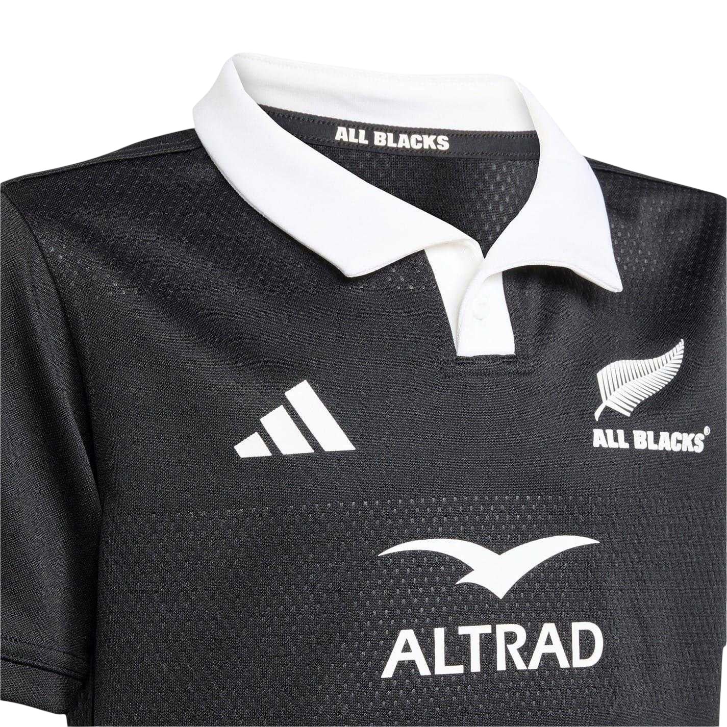 All Black - Side - Adidas Childrens-Kids 2025 New Zealand All Blacks Rugby Jersey