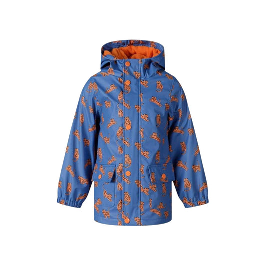Royal Blue Print - Front - Minoti Boys Tiger Print Lightweight Relaxed Fit Raincoat
