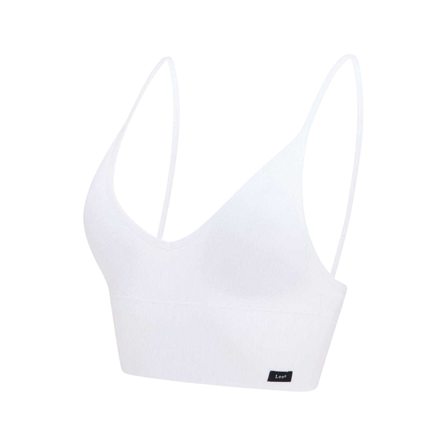 White - Side - Lee Womens-Ladies Longline Cropped Bralette
