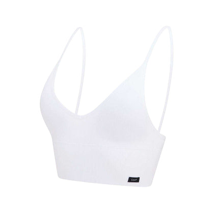 White - Side - Lee Womens-Ladies Longline Cropped Bralette