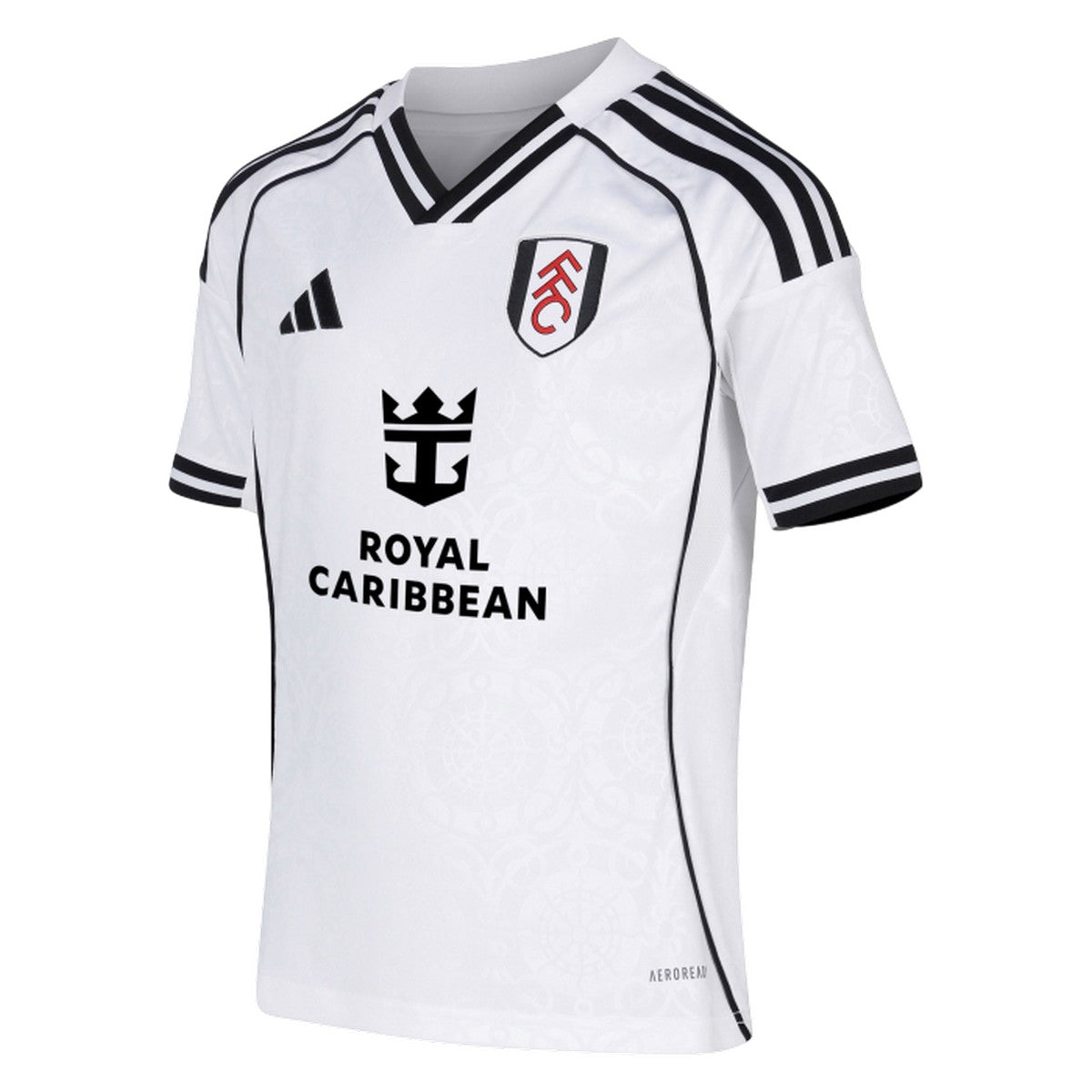 White-Black - Side - Fulham FC Childrens-Kids 25-26 Adidas Home Shirt