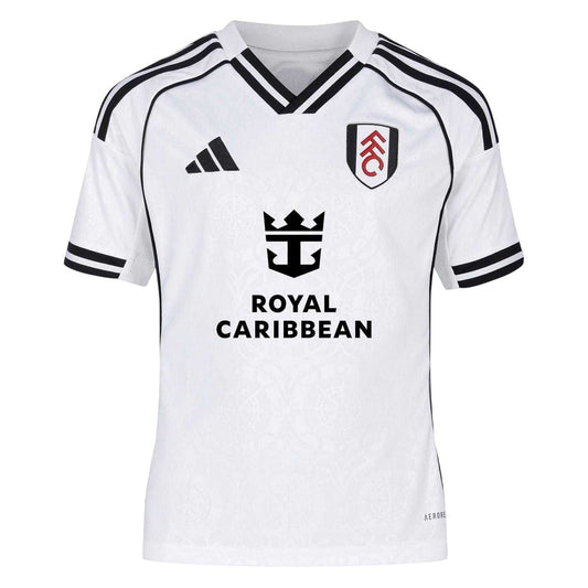White-Black - Front - Fulham FC Childrens-Kids 25-26 Adidas Home Shirt