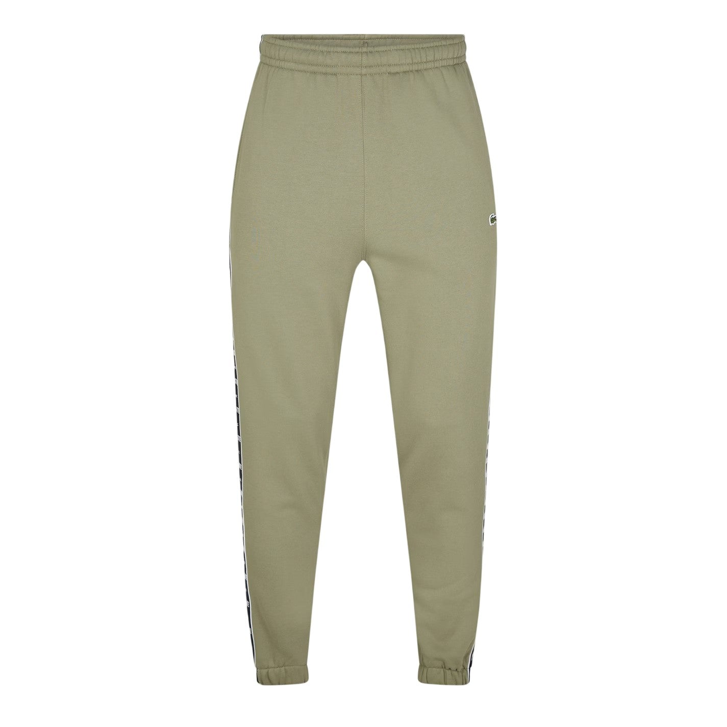 Khaki Green - Front - Lacoste Mens Side Stripe Slim Sweatpants