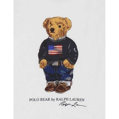 White - Side - Ralph Lauren Childrens-Kids Polo Bear Cotton T-Shirt
