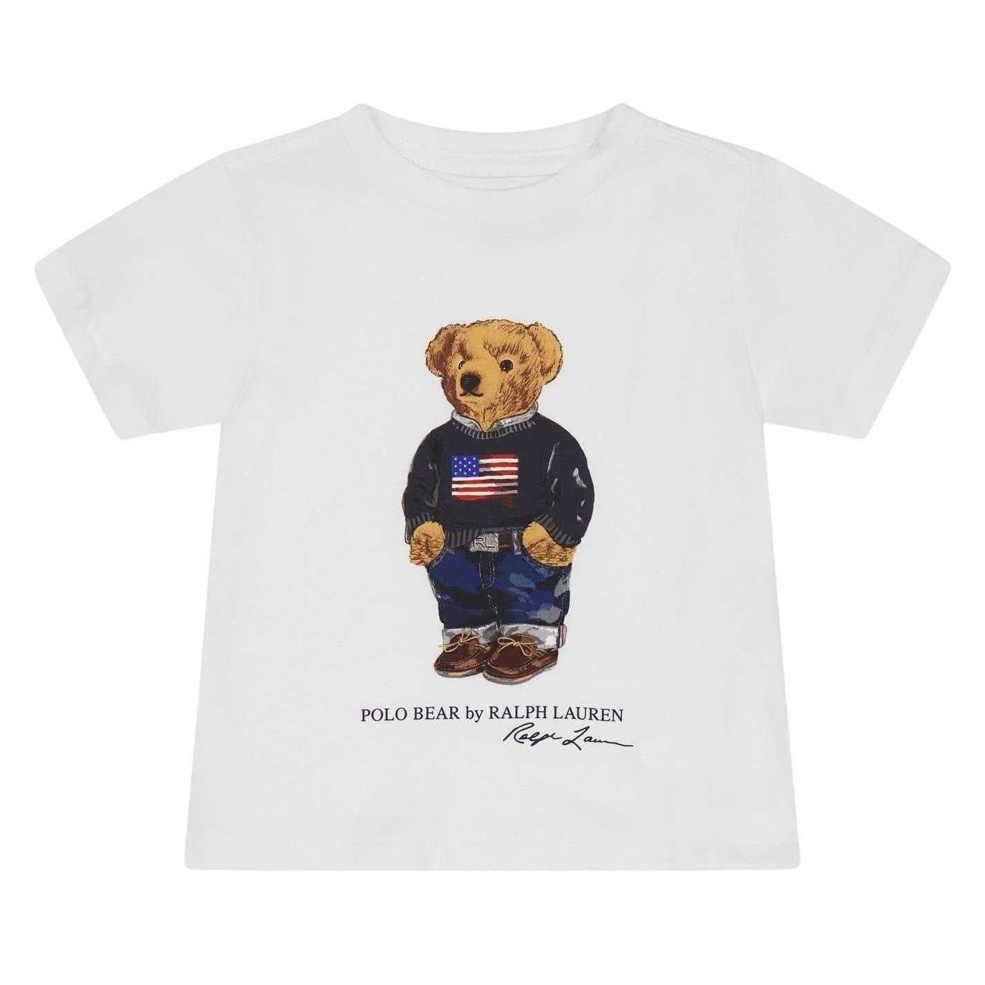 White - Front - Ralph Lauren Childrens-Kids Polo Bear Cotton T-Shirt
