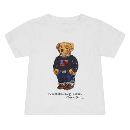 White - Front - Ralph Lauren Childrens-Kids Polo Bear Cotton T-Shirt
