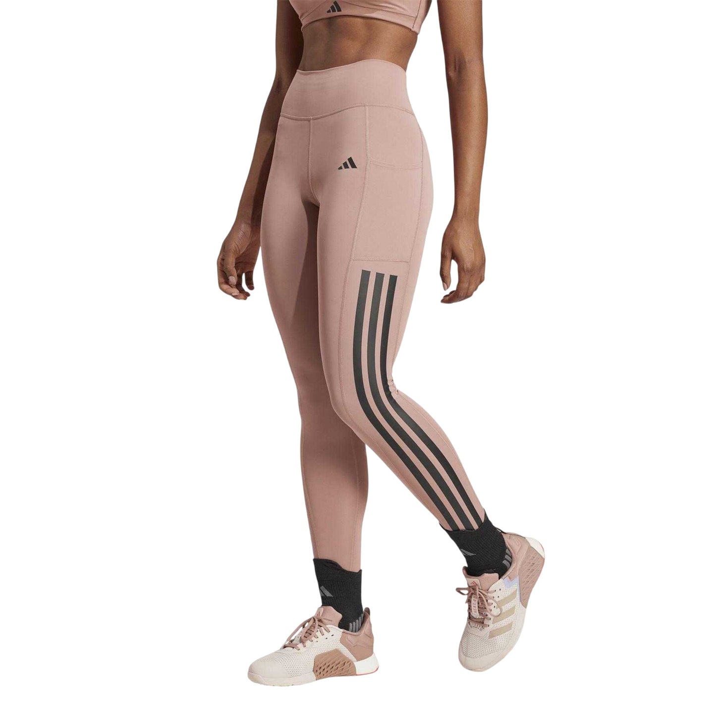 Clay - Pack Shot - Adidas Womens-Ladies Optime Fitted Leggings