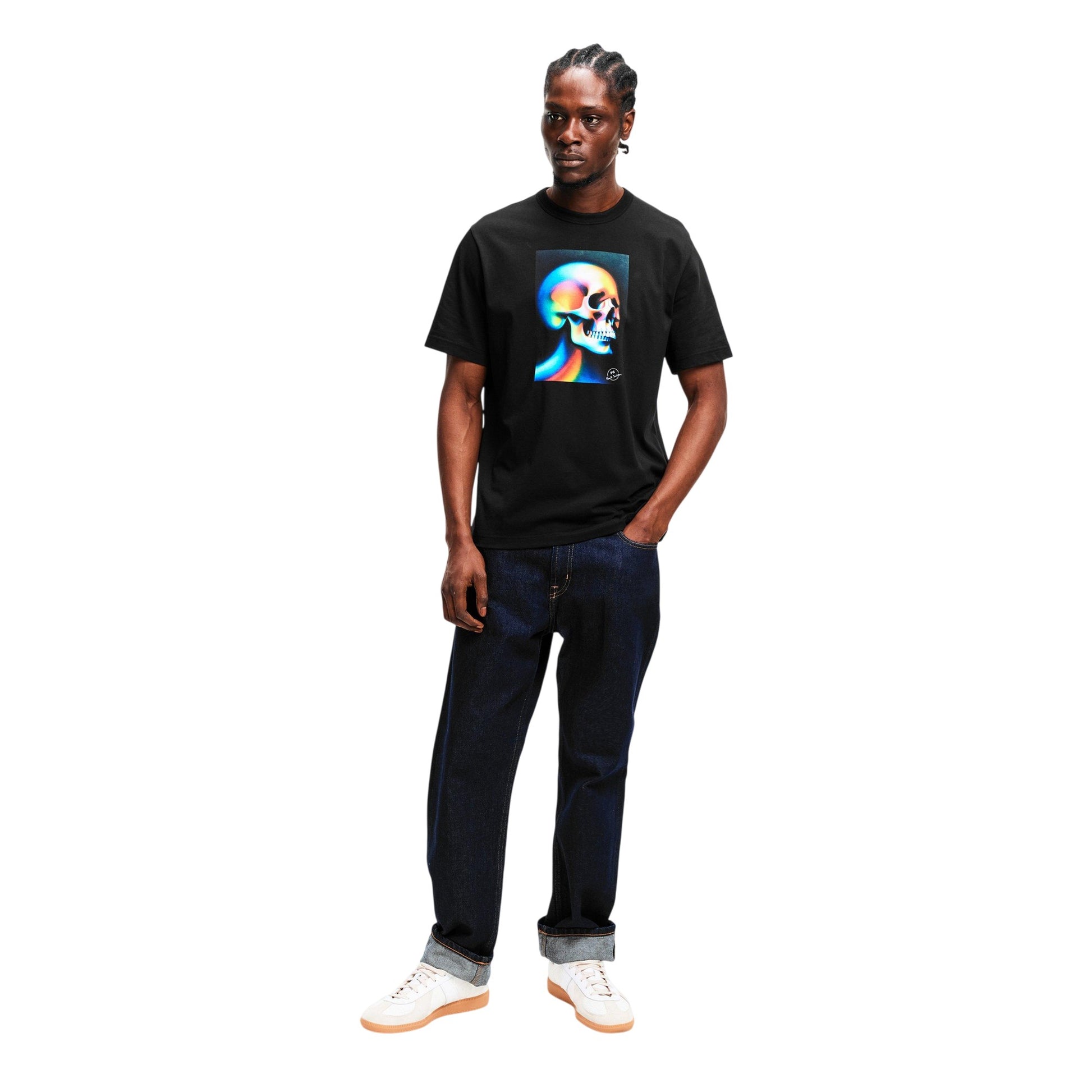 Black - Side - Paul Smith Mens Graphic Skull Organic Cotton T-Shirt