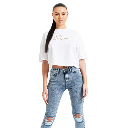 White - Lifestyle - SikSilk Womens-Ladies Signature Crop Top