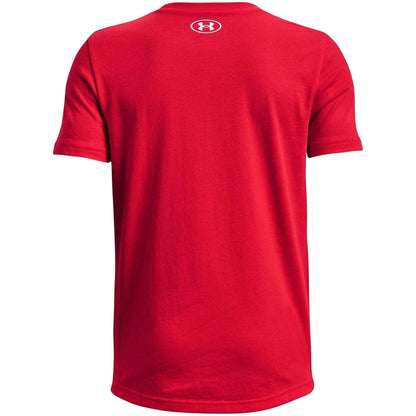 Red - Back - Under Armour Childrens-Kids Polycotton T-Shirt
