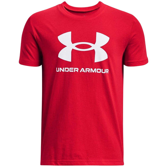 Red - Front - Under Armour Childrens-Kids Polycotton T-Shirt