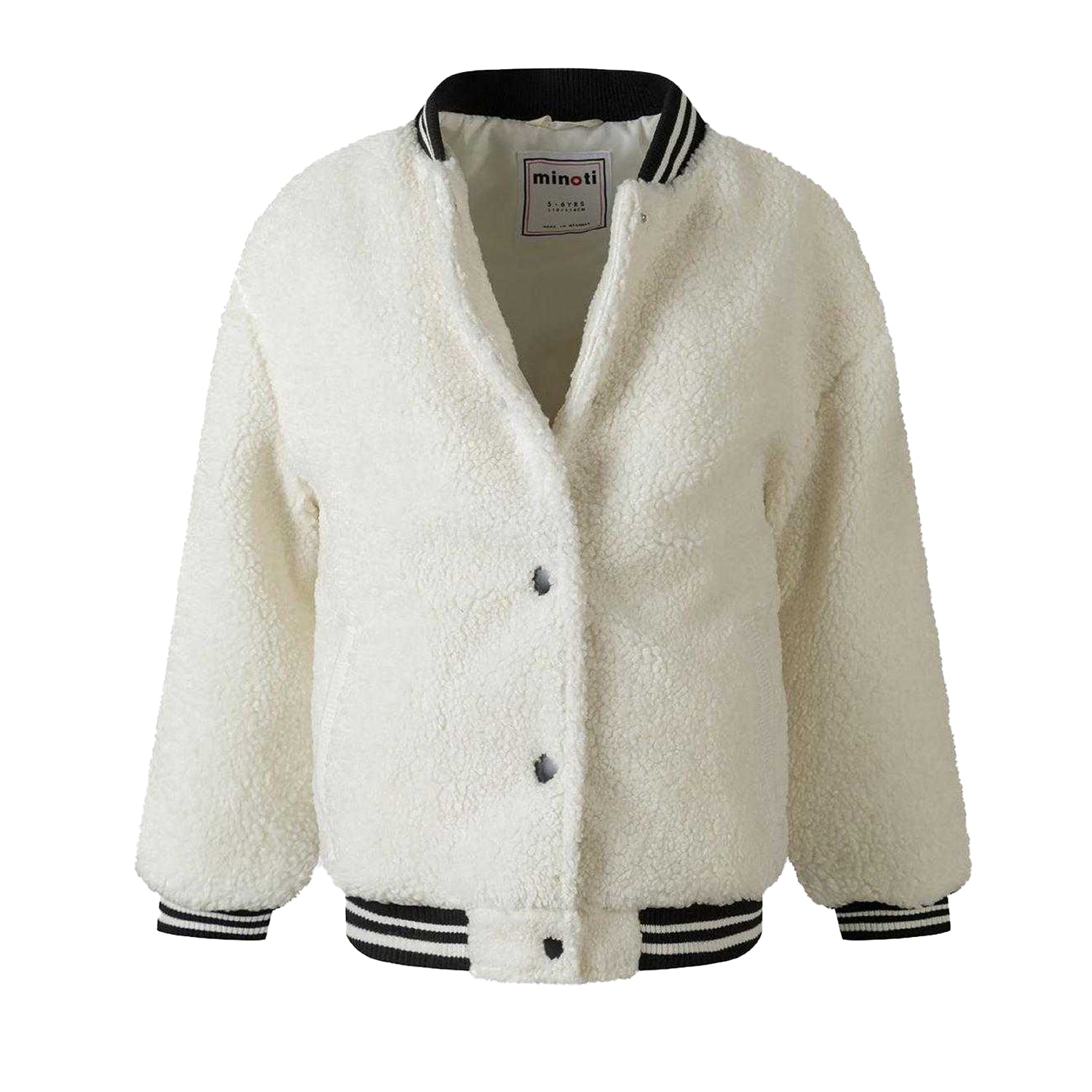 Off White - Side - Minoti Girls Teddy Fleece Bomber Jacket