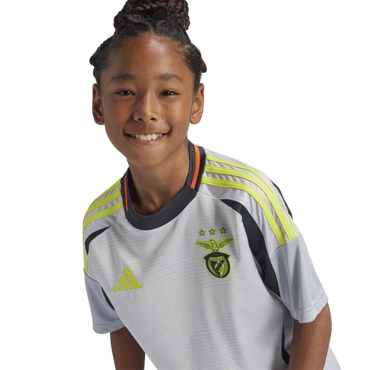Grey - Side - Adidas Childrens-Kids 2024-2025 SL Benfica Football Shirt