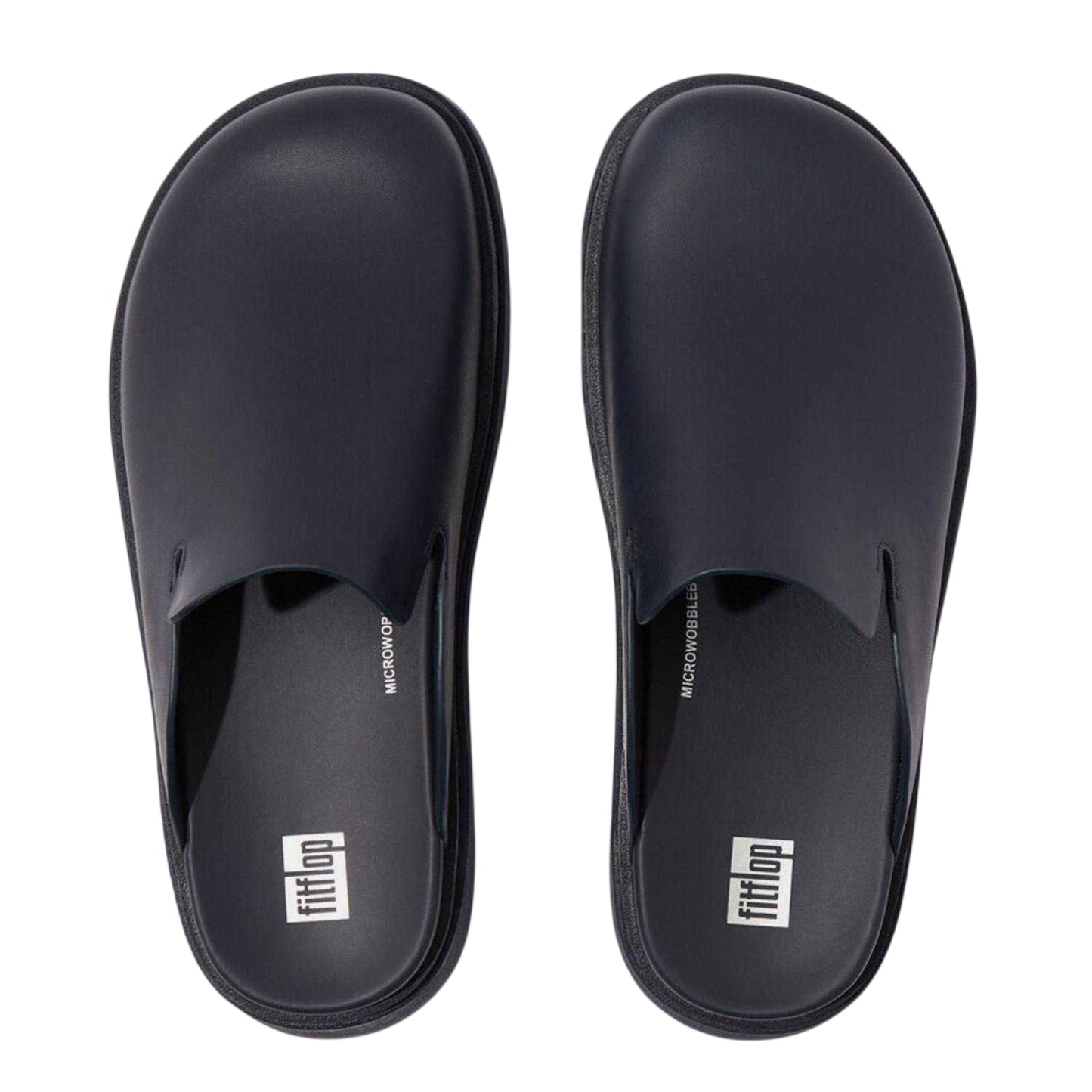 Navy - Side - Fit Flop Womens-Ladies Leather Mules