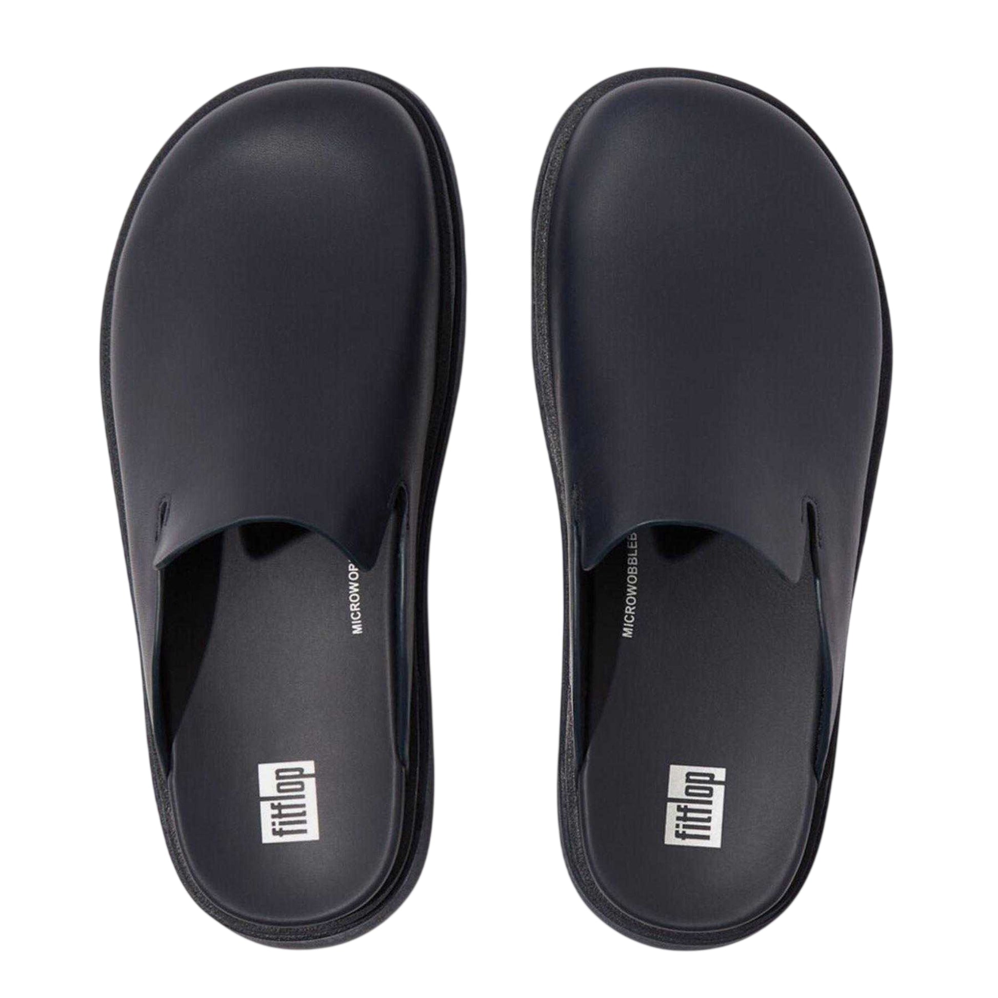 Navy - Side - Fit Flop Womens-Ladies Leather Mules