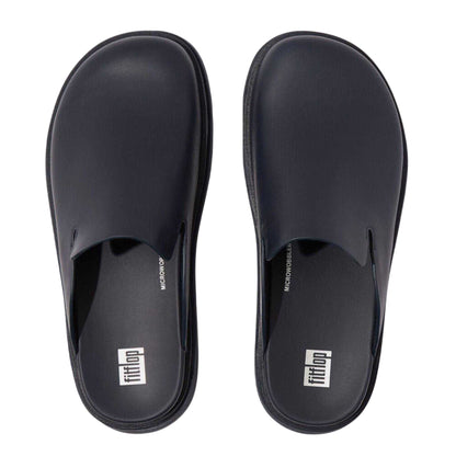 Navy - Side - Fit Flop Womens-Ladies Leather Mules