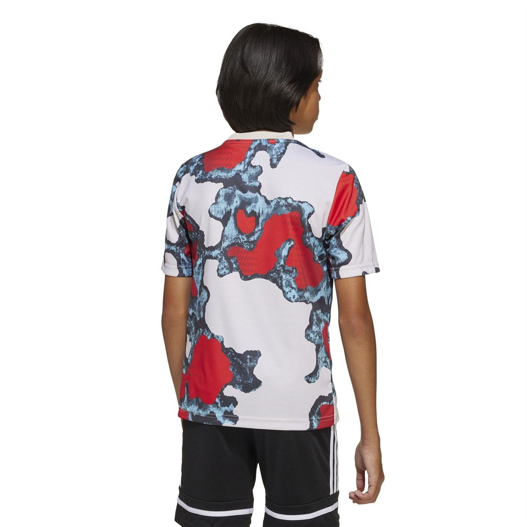 Red-Aqua - Lifestyle - Adidas Childrens-Kids 2024-2025 FC Bayern Munich Training Football Shirt