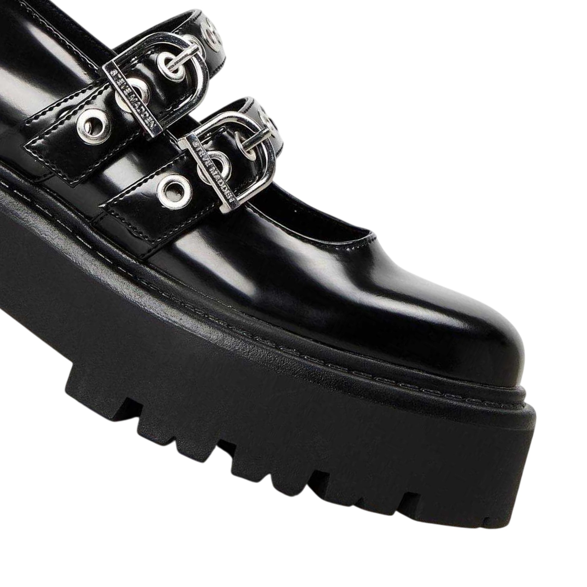 Black - Side - Steve Madden Womens-Ladies Overt Action Leather Mules