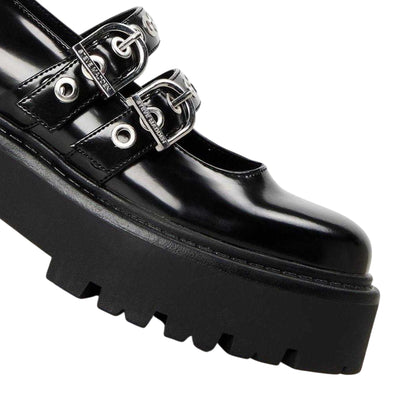 Black - Side - Steve Madden Womens-Ladies Overt Action Leather Mules