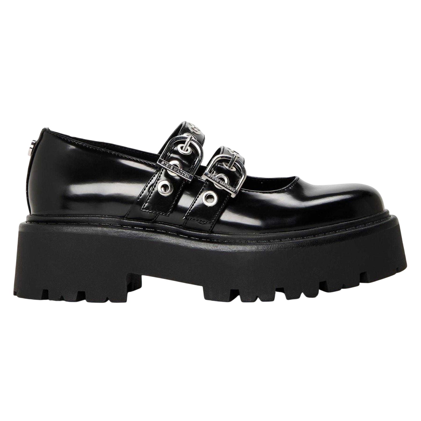 Black - Front - Steve Madden Womens-Ladies Overt Action Leather Mules