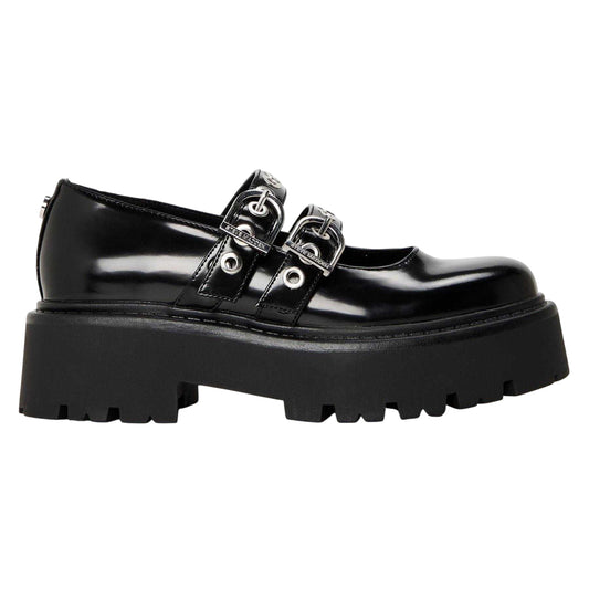 Black - Front - Steve Madden Womens-Ladies Overt Action Leather Mules
