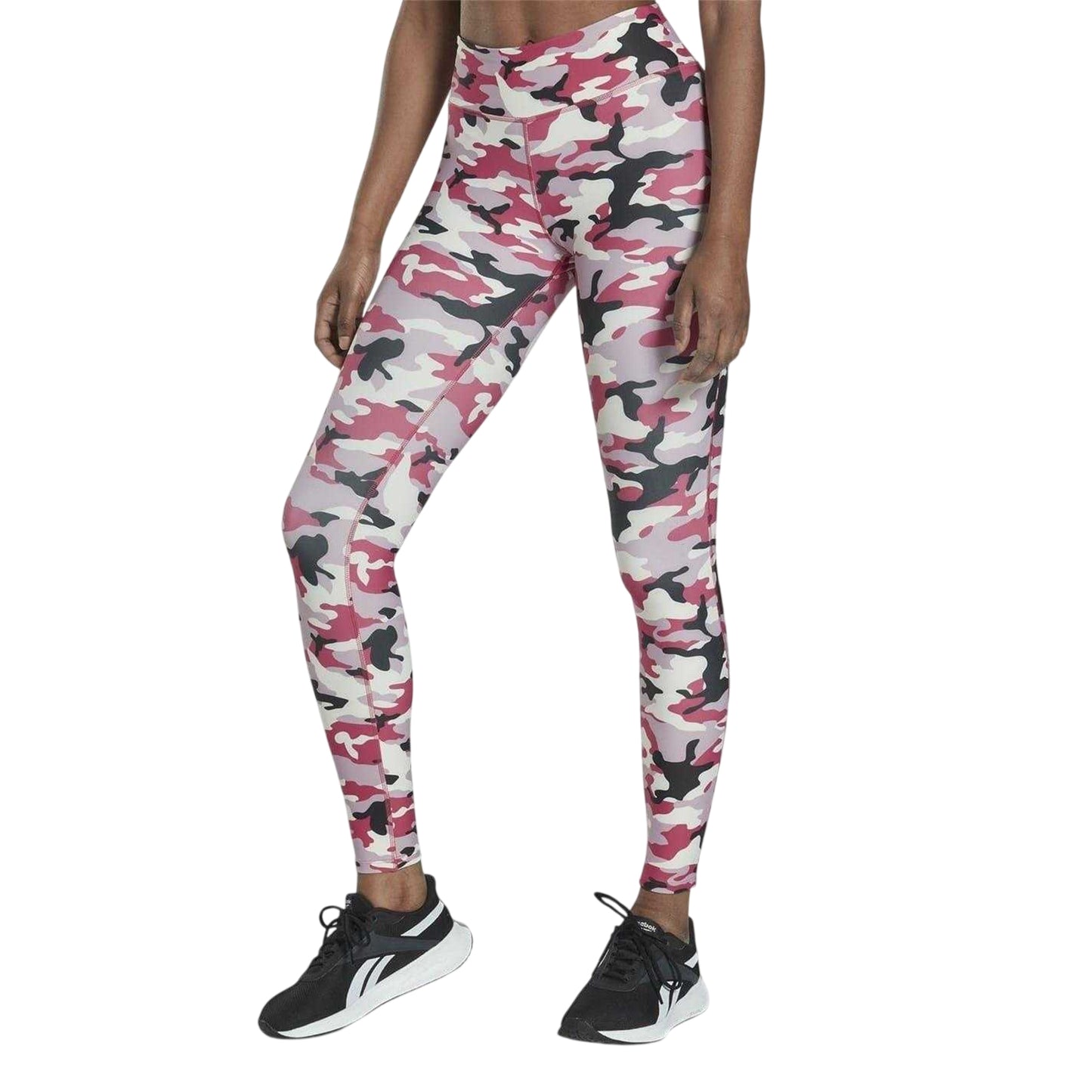 Pink - Side - Reebok Womens-Ladies Camouflage Leggings