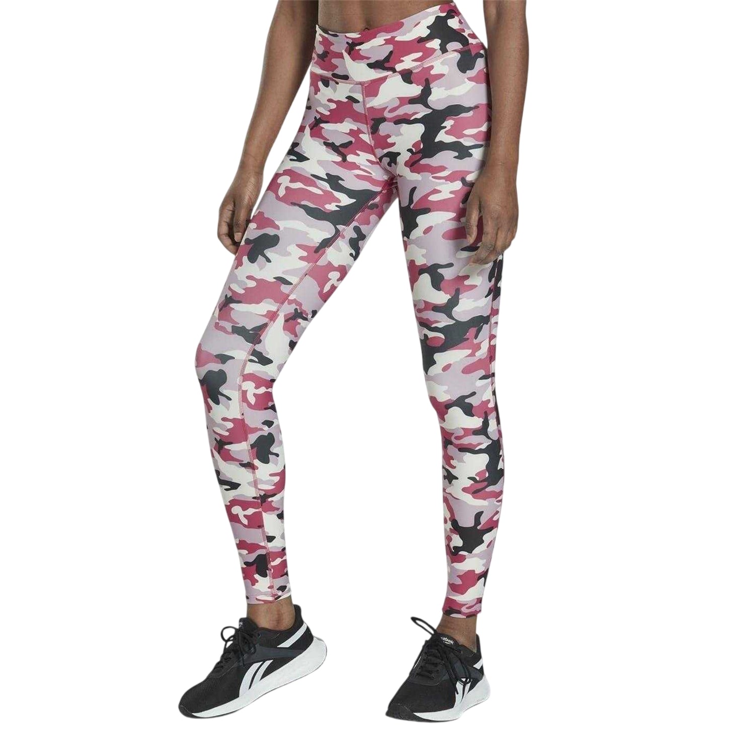 Pink - Side - Reebok Womens-Ladies Camouflage Leggings
