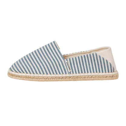 Coronet Blue - Back - Jack And Jones Mens Striped Canvas Flat Espadrilles